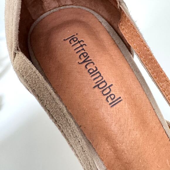 Jeffrey Campbell Womens Despina Sandals Size 8.5 Suede Strappy Fringe Boho Taupe - Picture 10 of 11